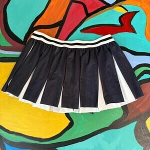 Black White Pleated Micro Mini Tennis Skirt Y2K Preppy Cosplay Costume Rave